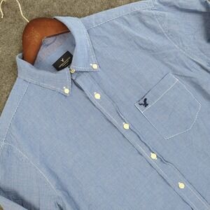 American Eagle Outfitters Classic Fit Button Down Shirt Blue Gingham Men M